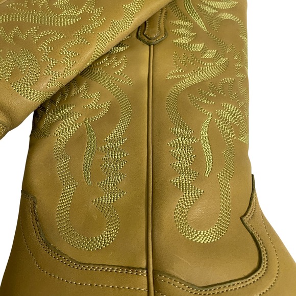 Jeffrey Campbell 8.5 Dagget Style Leather NEW Green Western Boots Free People - Picture 6 of 10